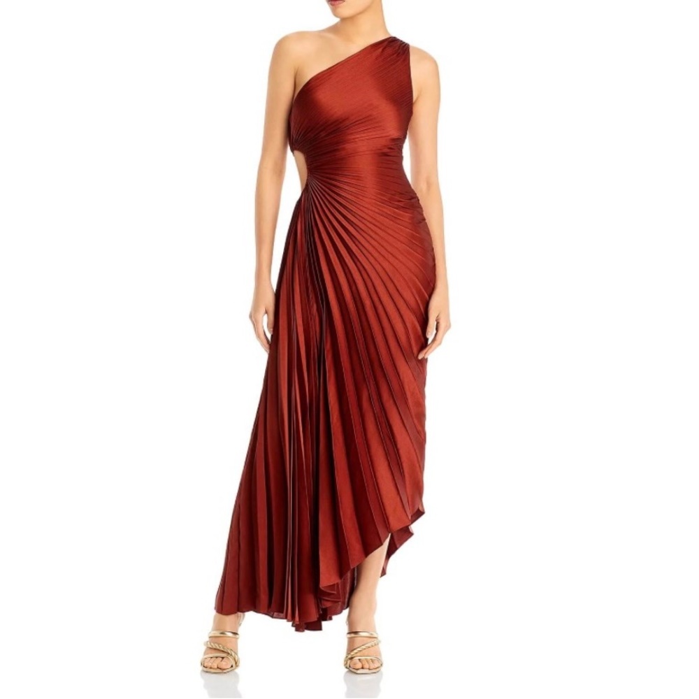A.L.C Delfina Pleated Dress in Brunette - Size 2 Rust, Red/Brown, Delphi…